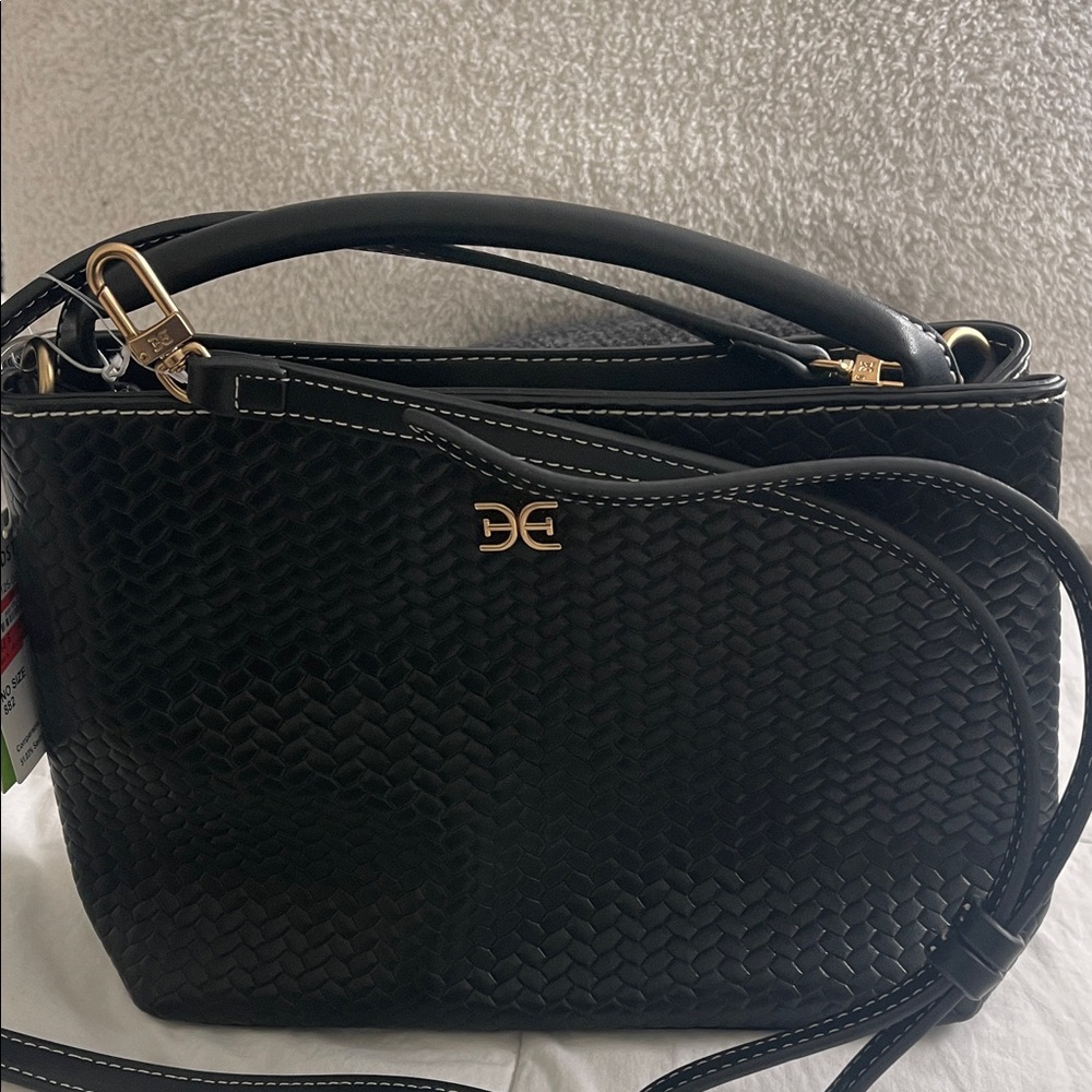 Sam Edelman Black Leather Woven Handbag. NWT